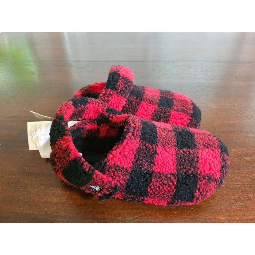Crocs Classic Buffalo Check Slipper Men 3 Woman 5 Red Black Plaid Fleece Cozy